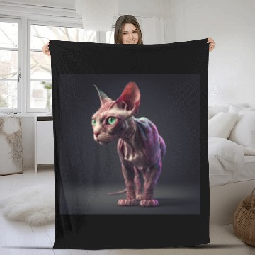 Discover Canadian Sphynx cat with transparent skin Fleece Blankets