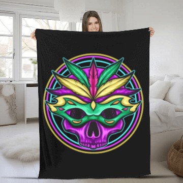 Discover Logo Masked Purple Skull For Mardi Gras Fleece Blankets