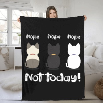 Discover Nope not today three cute kittens illustration Fleece Blankets