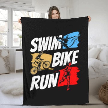 Discover Swim Bike Run Triathlete Triathlon Triathlons Fleece Blankets