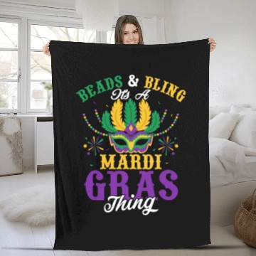Discover Beads & Bling It's A Mardi Gras Thing Parade Mask Fleece Blankets