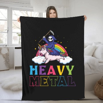 Discover Metal Heavy Music Unicorn Skeleton Grim Rock Heavy Fleece Blankets