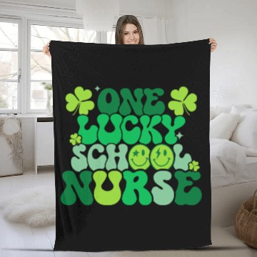 Discover One Lucky School Nurse Shamrock St Fleece Blankets