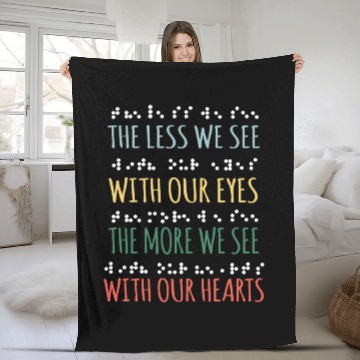 Discover Less We See Eyes More Heart Braille Alphabet Retro Fleece Blankets