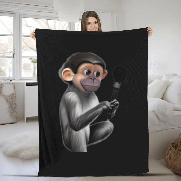 Discover Little Monkey With Microphone Fleece Blankets