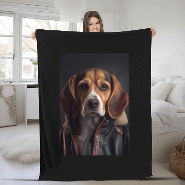 Discover Beagle Dog wearing leather jacket - Dog Breed Port Fleece Blankets