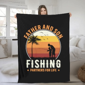 Discover Father and son fishing partners for life Fleece Blankets