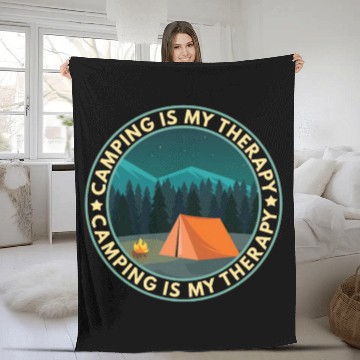 Discover Camping is my therapy Fleece Blankets