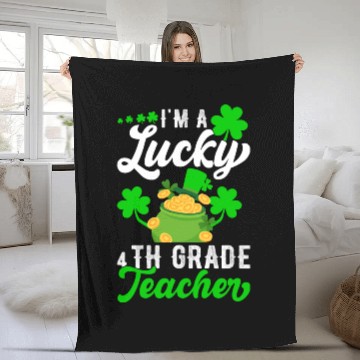 Discover I'm a Lucky 4th Grade Teacher St Patrick's Fleece Blankets
