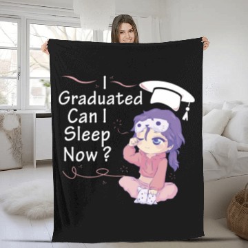 Discover I Graduated Can I Sleep Now Sleepy Anime Chibi Cut Fleece Blankets