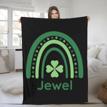 Discover Jewel Clover Charm Boho Rainbow Fleece Blankets