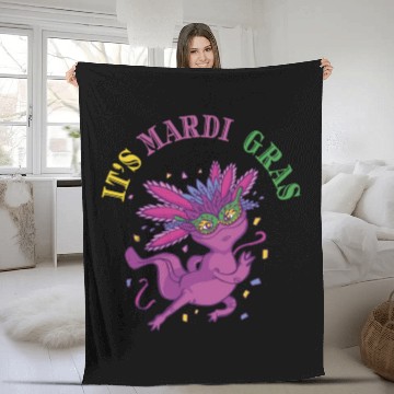 Discover Axolotl Mardi Gras ITS MARDI GRAS AXOLOTL Fleece Blankets