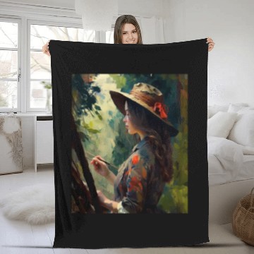 Discover Art Painter Girl Nature Painting Art Painter Fleece Blankets