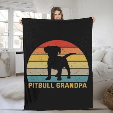Discover Pitbull Grandpa For Pitbull Dog Lover Fleece Blankets