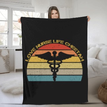Discover Love Nurse Life Cheetah Fleece Blankets