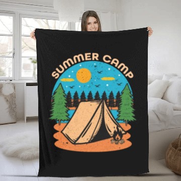Discover Happy Summer Camp Camping Lover FunnyT-Fleece Blankets