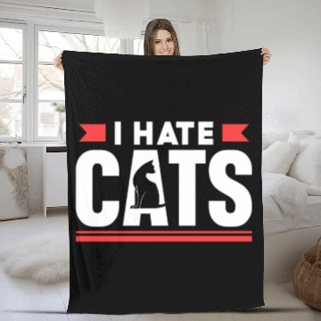 Discover I Hate Cats Sayings Puppy Lover Animal Dog Fleece Blankets