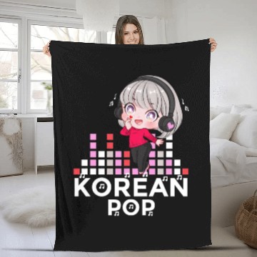Discover Kawaii Kpop Anime Finger Heart Korean Pop Chibi Fleece Blankets