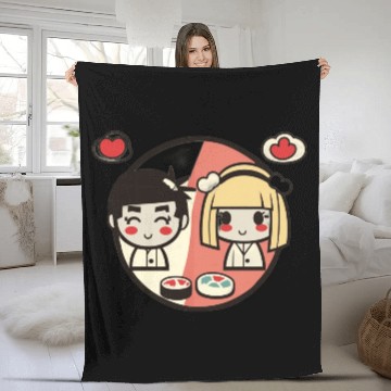 Discover "Sushi Love" Valentine's Day Couple Set Fleece Blankets