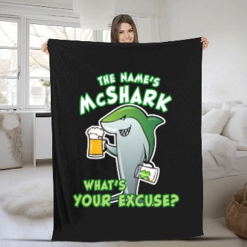 Discover St Patricks Day Shark Funny Beer Drinking Fleece Blankets