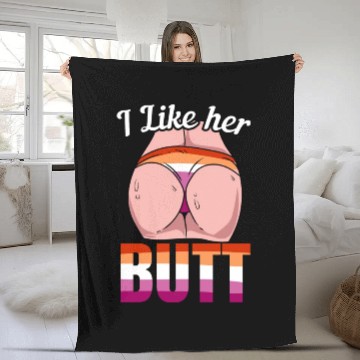Discover I Like Her Butt Lesbian LGBT Pride Lesbian Rainbow Fleece Blankets