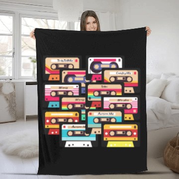 Discover 80s 90s Music Cassette Tapes Vintage Fleece Blankets
