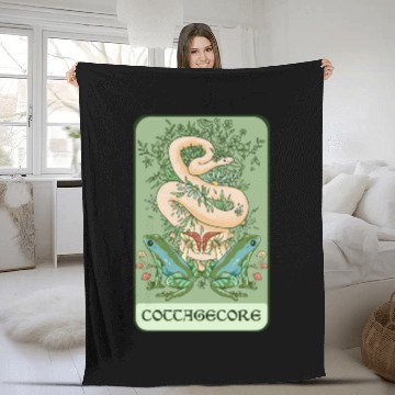 Discover Tarot Card Goblincore Snake Cottagecore Frog Aesth Fleece Blankets