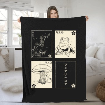 Discover Cottagecore Tarot Cards Fungi Frog Goblincore Fleece Blankets