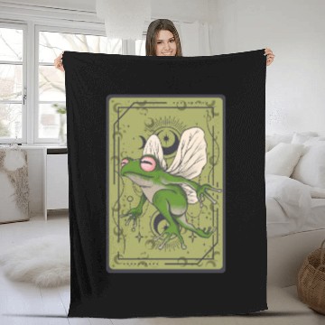 Discover Frog Fairy Tarot Card Celestial Moon Occult Cottag Fleece Blankets