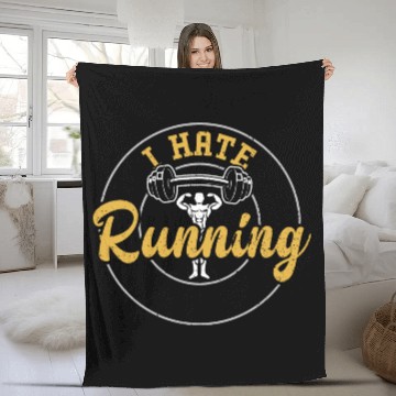 Discover I Hate Running - Gym Fleece Blankets