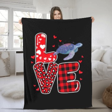 Discover Sea Turtle Lover Heart Sea Turtle Valentine Fleece Blankets