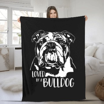 Discover Loved by a Bulldog dog mom dog saying Fleece Blankets