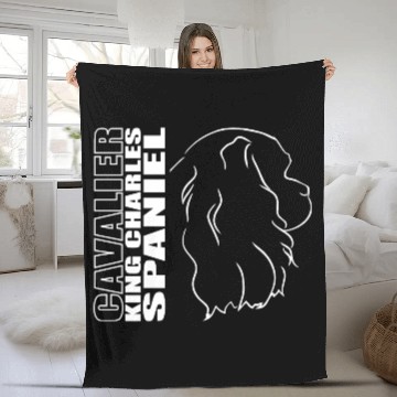 Discover Cavalier King Charles Spaniel Profile dog mom Fleece Blankets