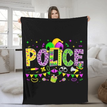 Discover Funny Police Lover Mardi Gras Carnival Party Fleece Blankets