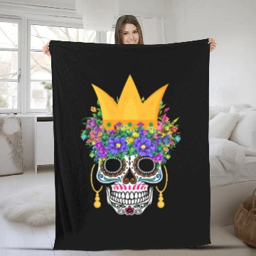 Discover El Dia De Los Muertos Mardi Gras Costume Flower Fleece Blankets