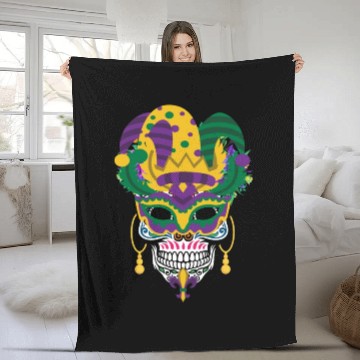 Discover Mardi Gras Mask El Dia De Los Muertos Flower Sugar Fleece Blankets