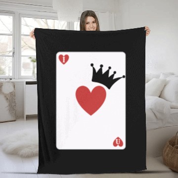 Discover love you on playing card Fleece Blankets