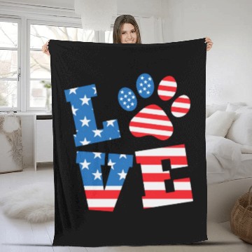 Discover Love Dog USA Fleece Blankets
