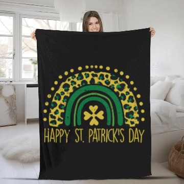 Discover Leopard Rainbow Happy St Patricks Day Saint Paddys Fleece Blankets