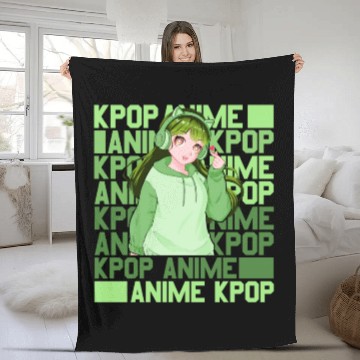Discover Cute Anime And Kpop Girl Finger Heart Saranghae Fleece Blankets