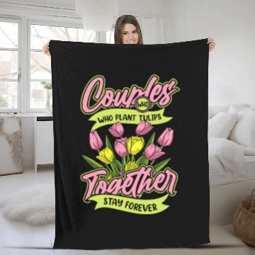Discover Tulip Gardening Couple Fleece Blankets