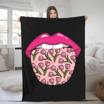 Discover Tulip Gardening Tongue Fleece Blankets