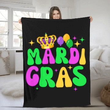 Discover Happy Mardi Gras 2023 Funny Mardi Gras Fleece Blankets