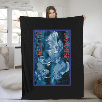 Discover japanese koi fish Fleece Blankets
