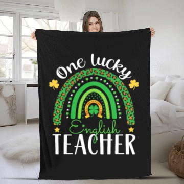 Discover One Lucky English Teacher funny St Patrick's day Fleece Blankets