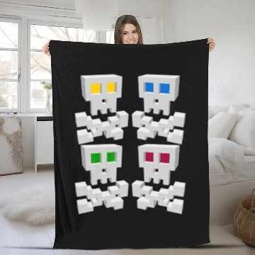 Discover 8-bit Pixel Pop Art Style Pirate Flag Skulls Fleece Blankets