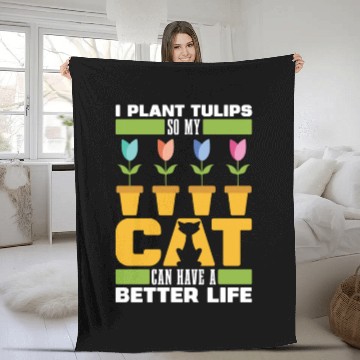 Discover Tulip Gardening Cat Fleece Blankets