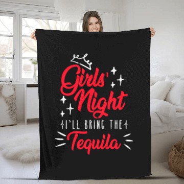 Discover Girls night out I bring the tequila Spring Break Fleece Blankets