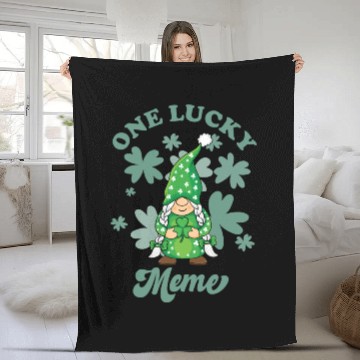 Discover One Lucky Meme Irish Gnome St. Patrick's Day, St. Fleece Blankets