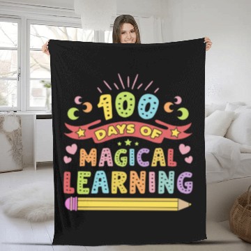 Discover Magical Learning Happy 100 Days Of School Fleece Blankets